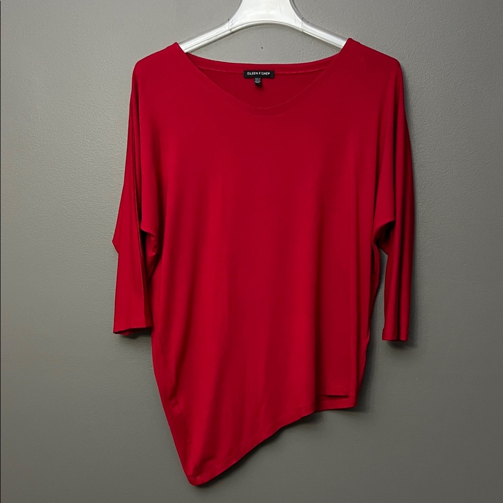 Eileen Fisher Vibrant Red 3/4 Sleeve Top - Size XS